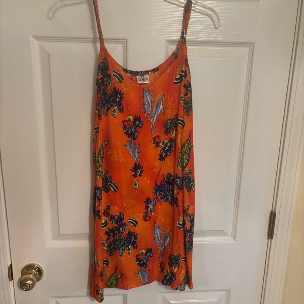 Island Planet Ocean Orange Dress in size M/L.